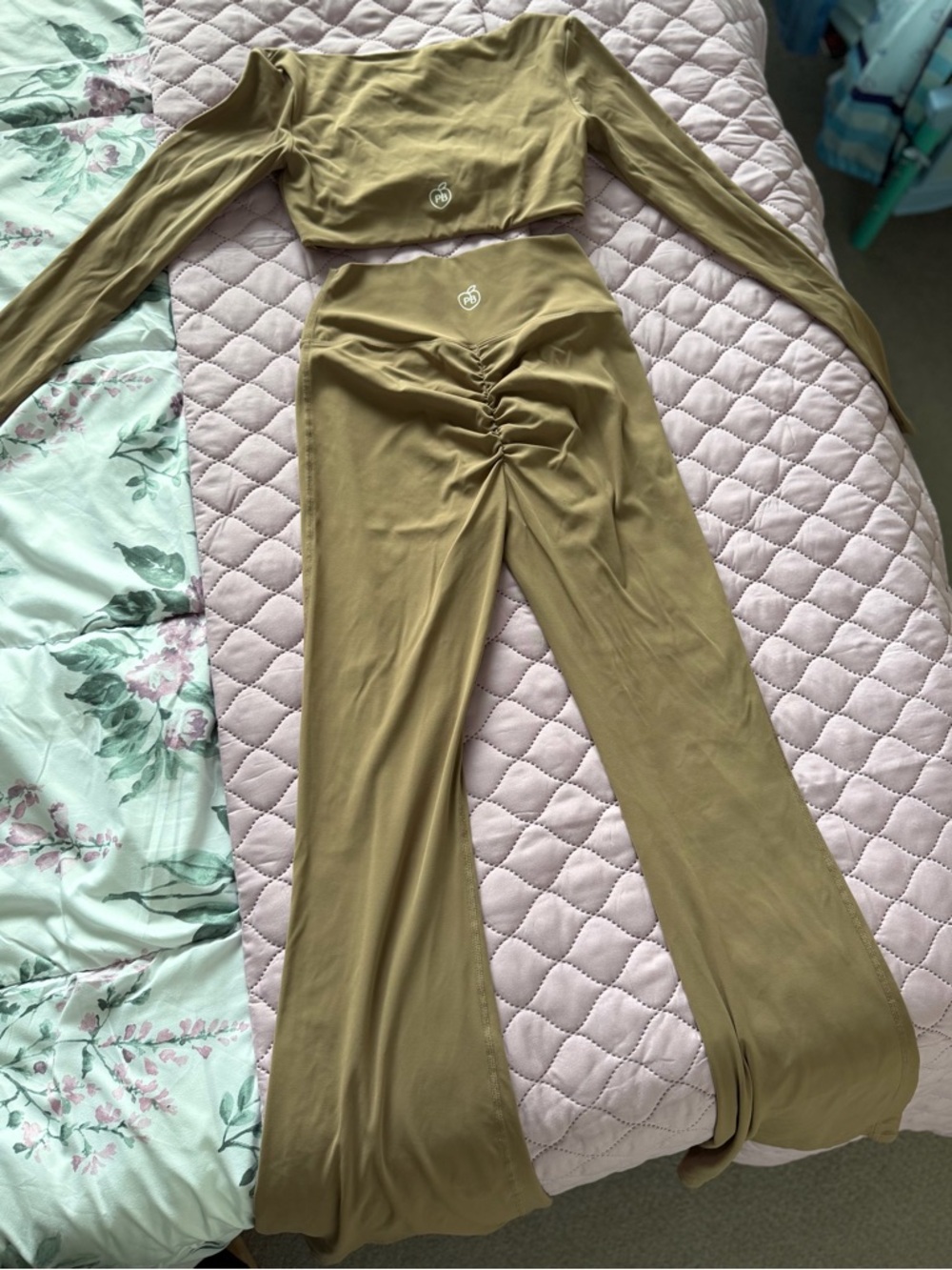 Pchee Bum Nude/Tan Two-Piece butt scrunch long sleeve set